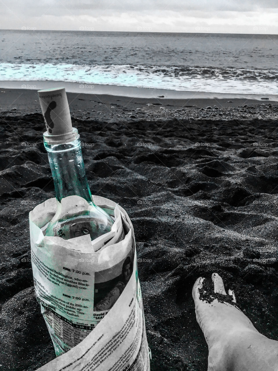 Wine and black sand