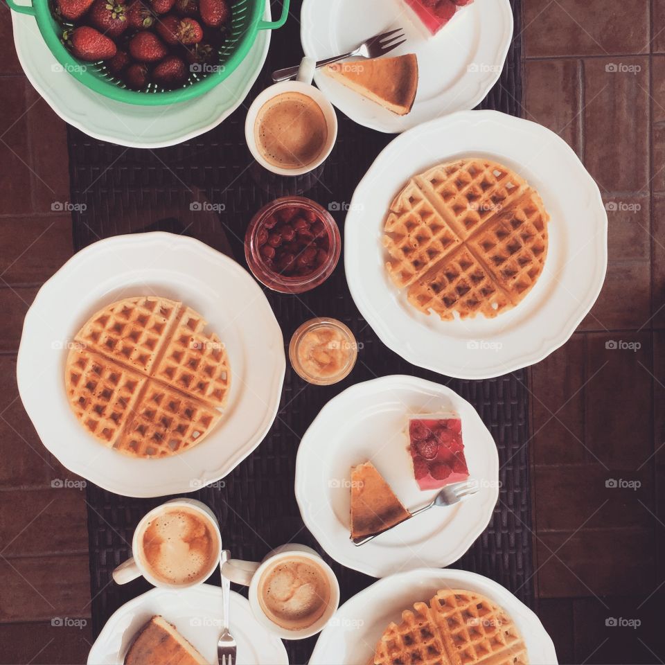 Waffle on plates