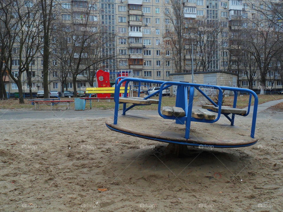 a children's playground in the yard of the Kiev