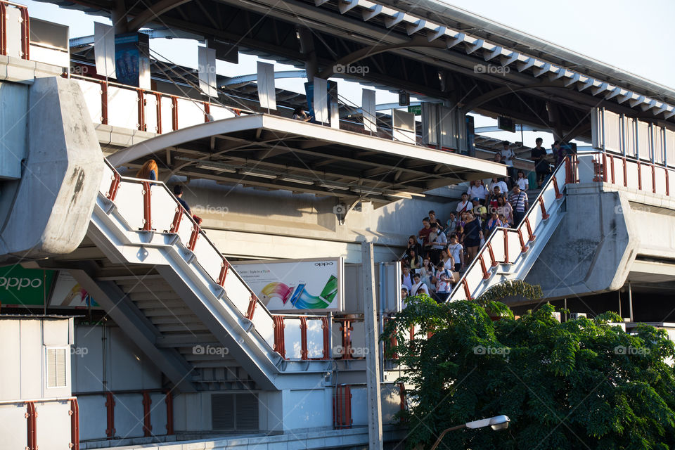 Stairway of the BTS public train in Bangkok 