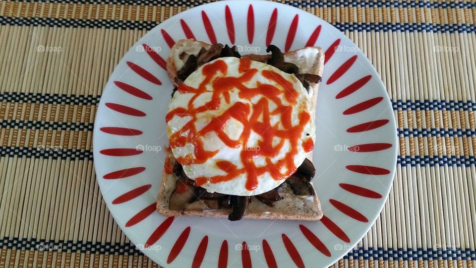Mushroom and Egg on toast