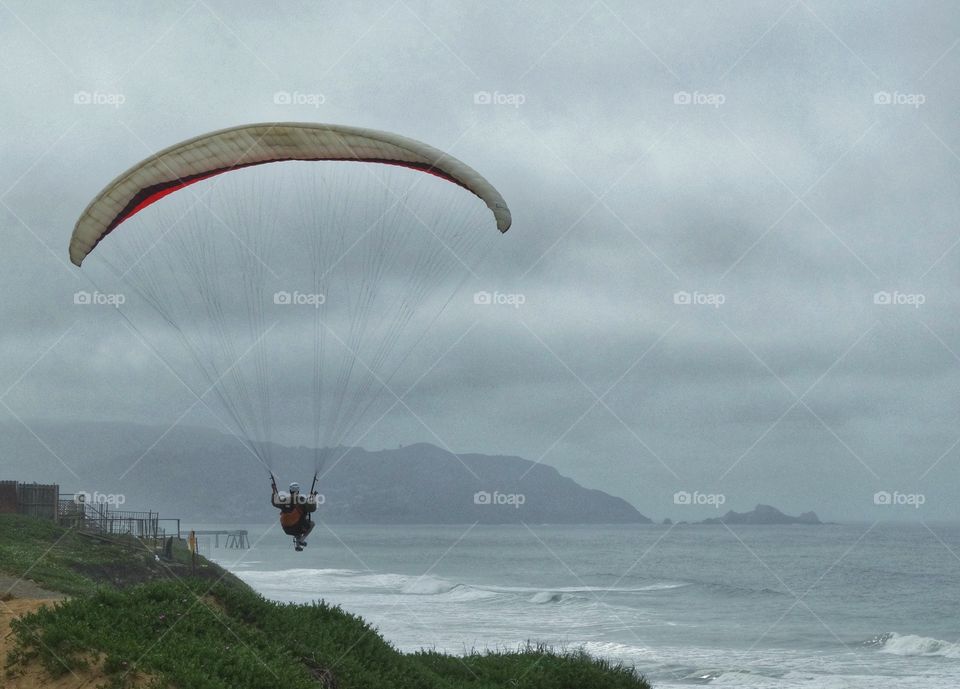 Parasailing Over California Coast