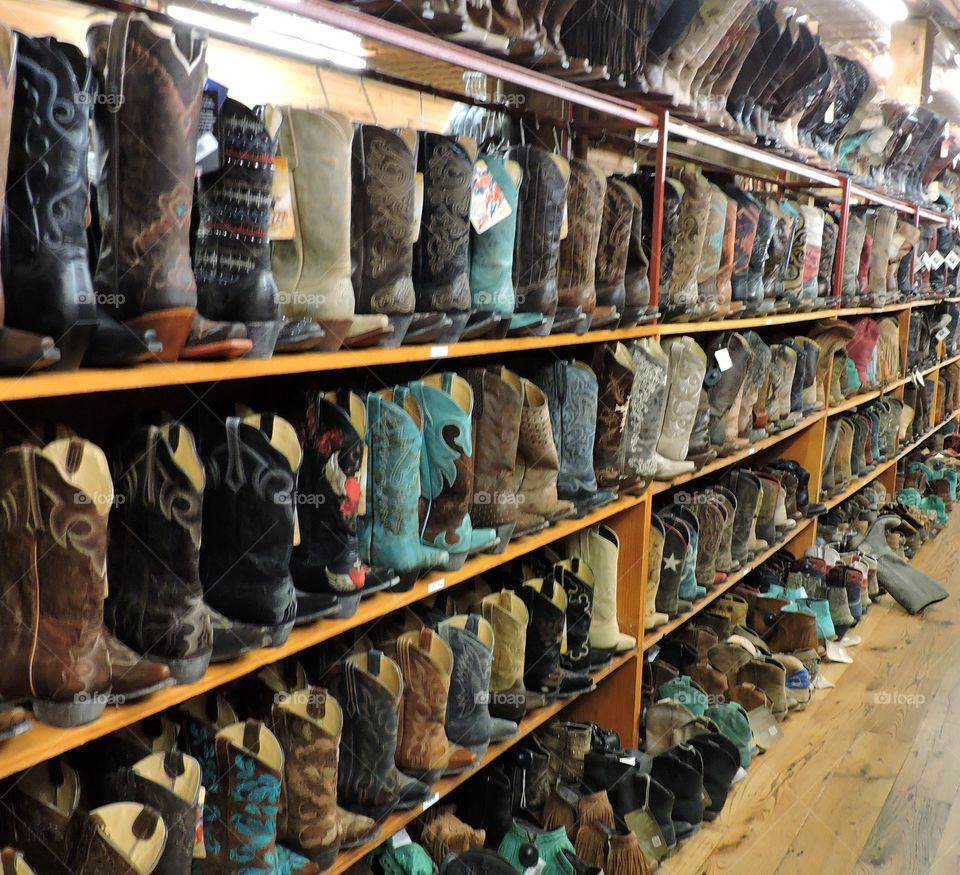 Row of cowboy boots. 