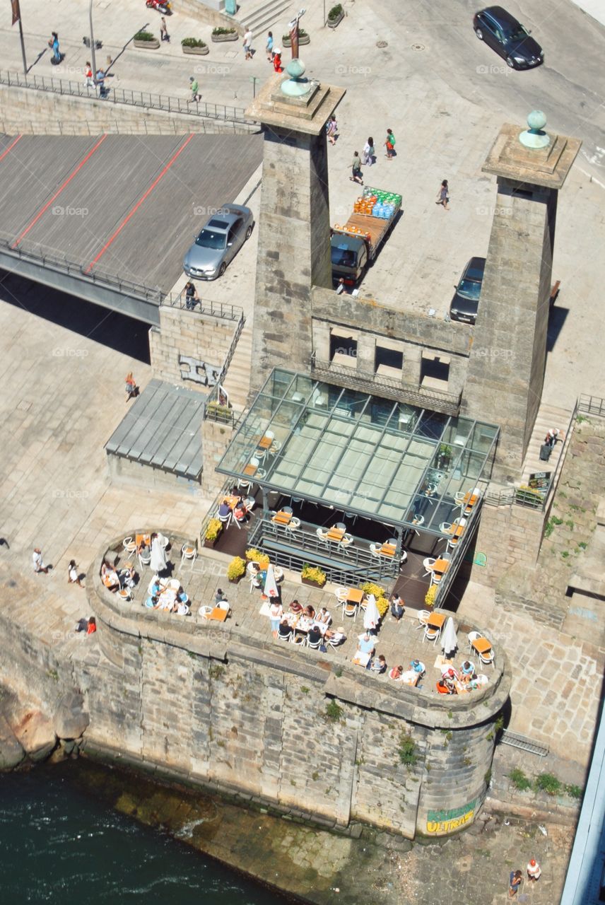 café by the river in Porto, Portugal