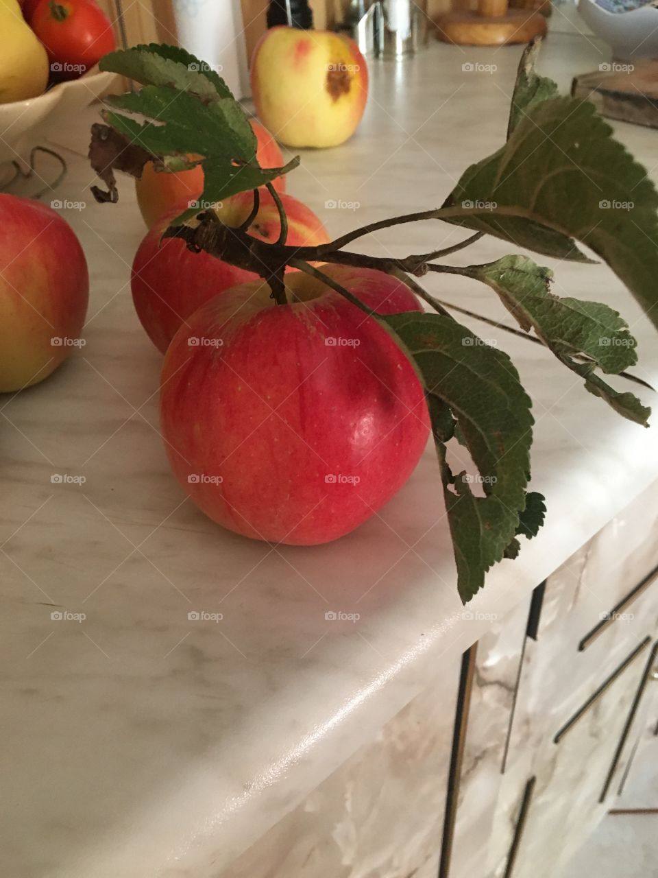 Apple on the counter