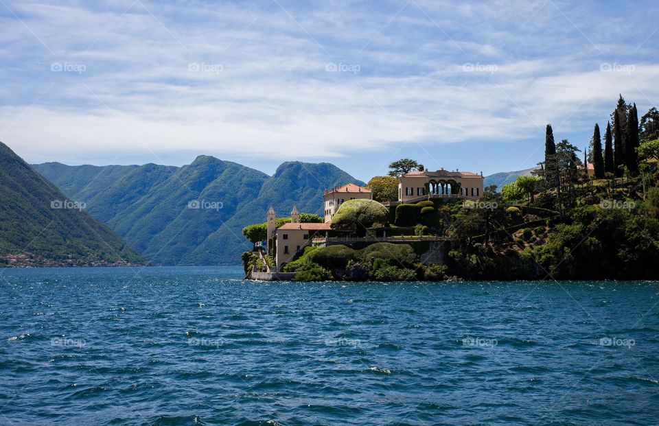 Como Lake. Amazing view of Villa Balbianello on Como Lake