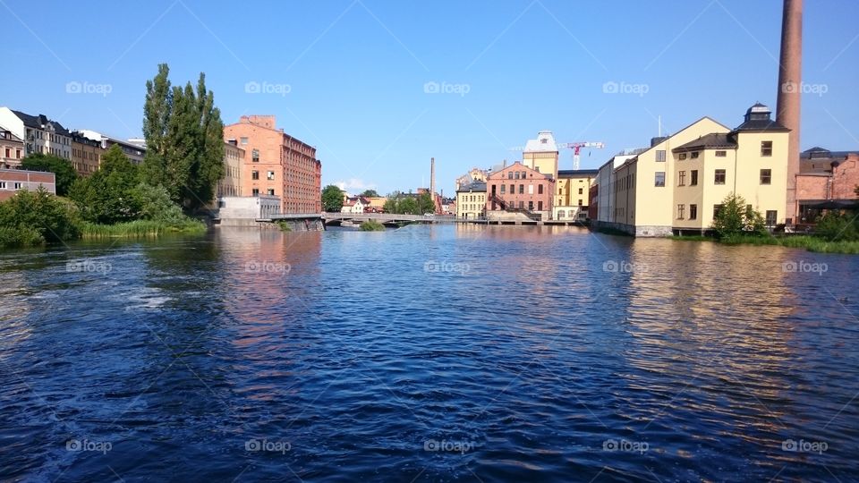 Norrköping. A river that goes through the town Norrköping in Sweden.