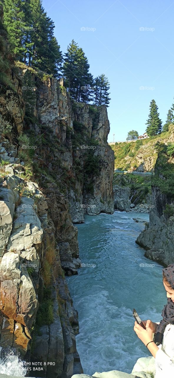 Beatiful Scene of Water way of Aharbhal Waterfall in Shopian Kashmir Valley...
