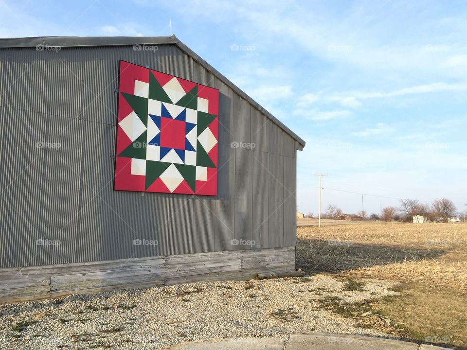 Colorful Barn Quilt design in rural Indiana