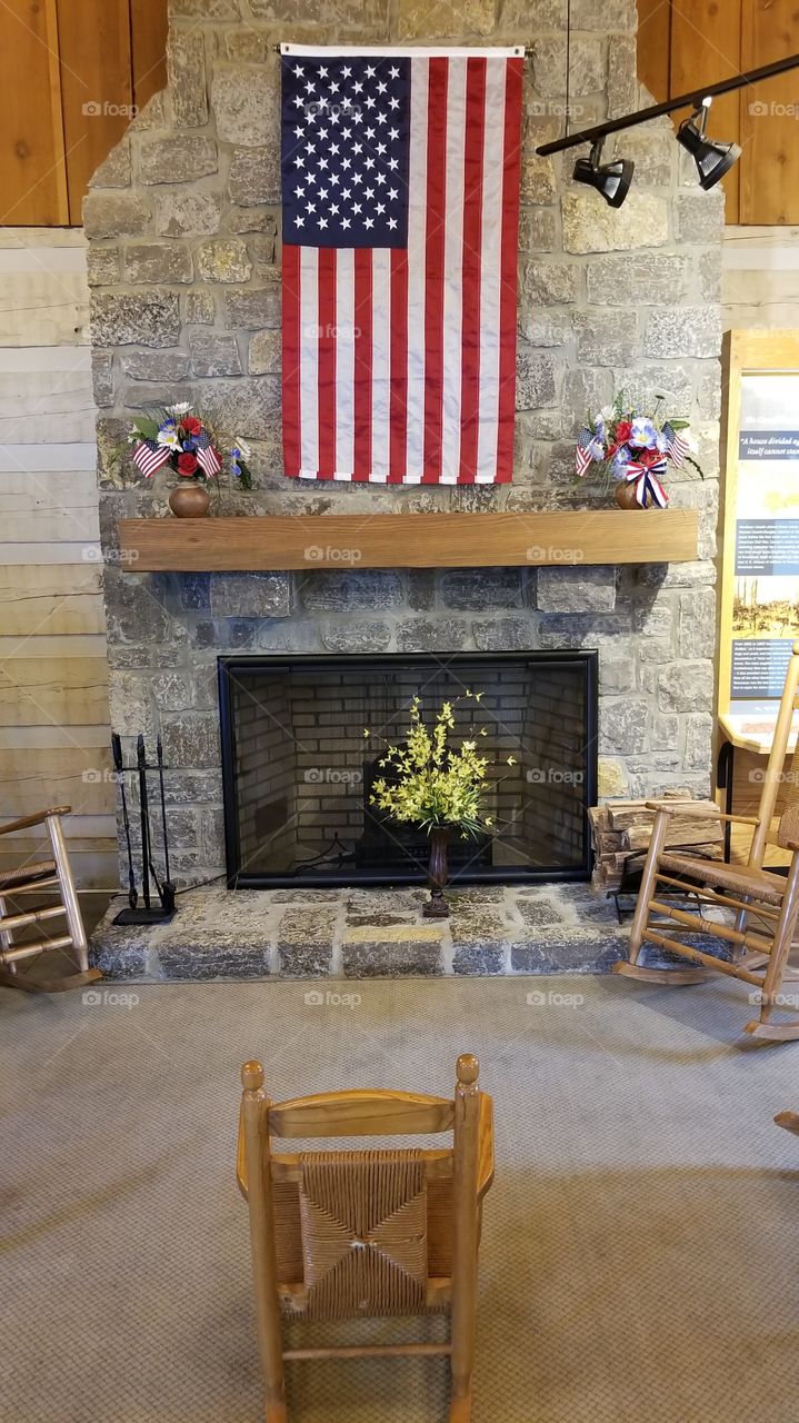 American Flag at the Fireplace