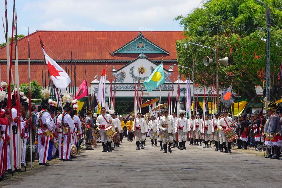 parade of javanese traditional soldier of Yogyakarta palace