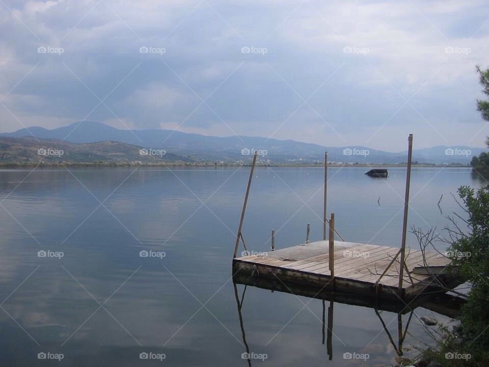 Floating dock on a lake