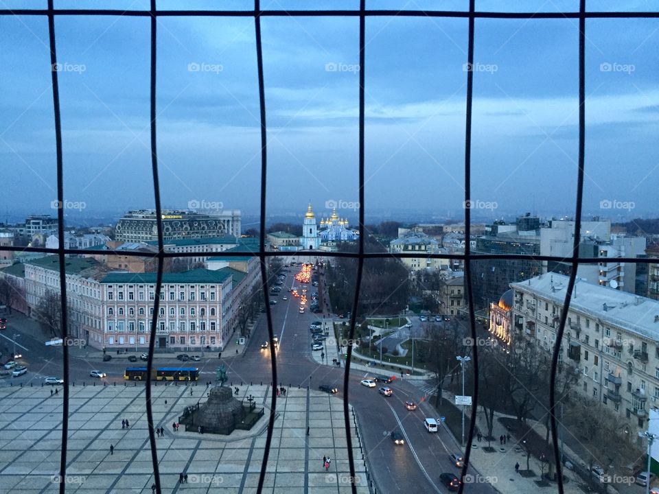 Cityscape behind the wires