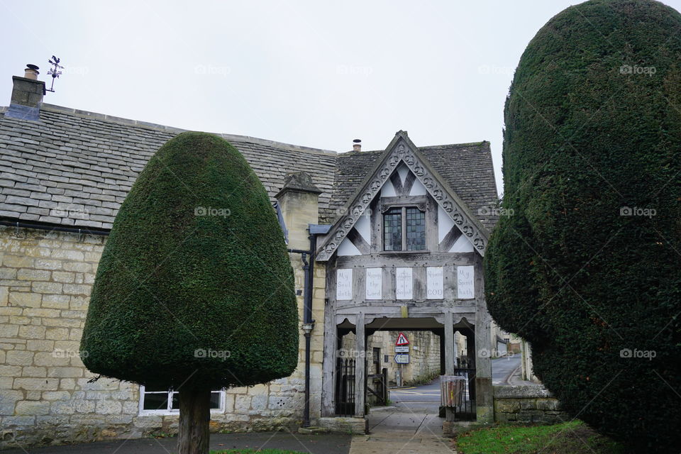 Tudor style architecture in an English churchyard