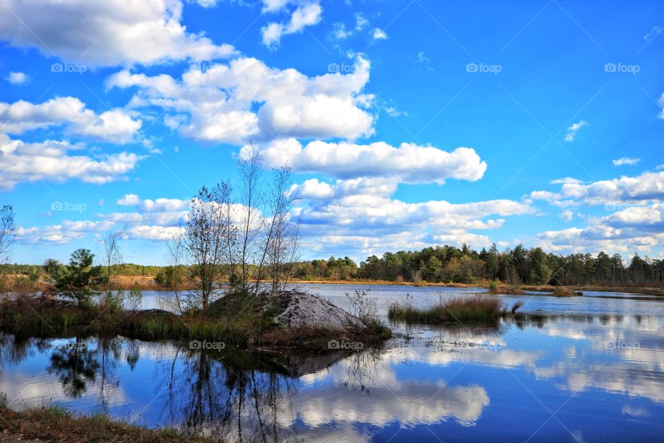 Reflection of clouds on lake