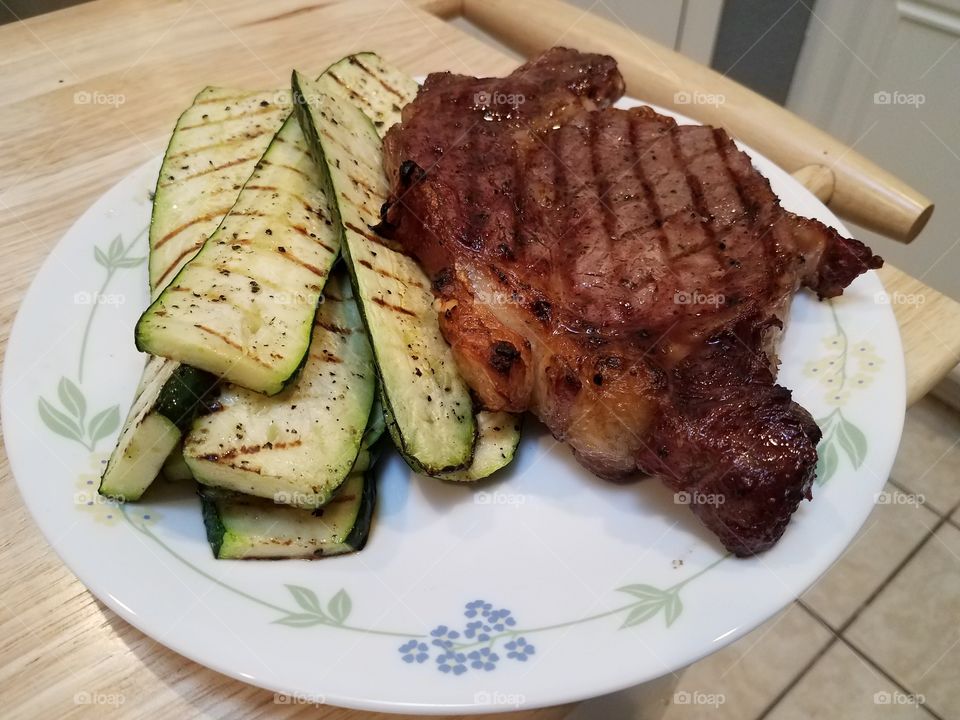 steak and zucchini