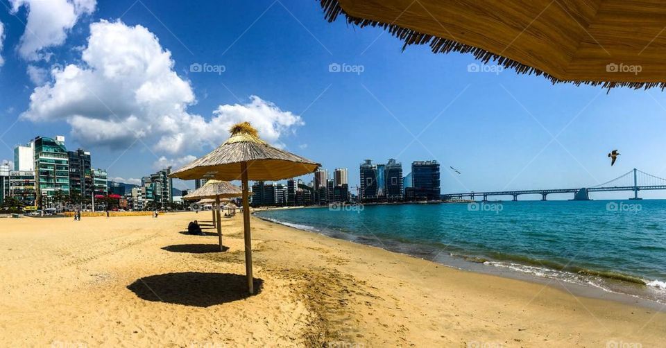 Gwangalli Beach in Busan, South Korea. One of my favourite places in the city and a perfect place to enjoy a sunny day.