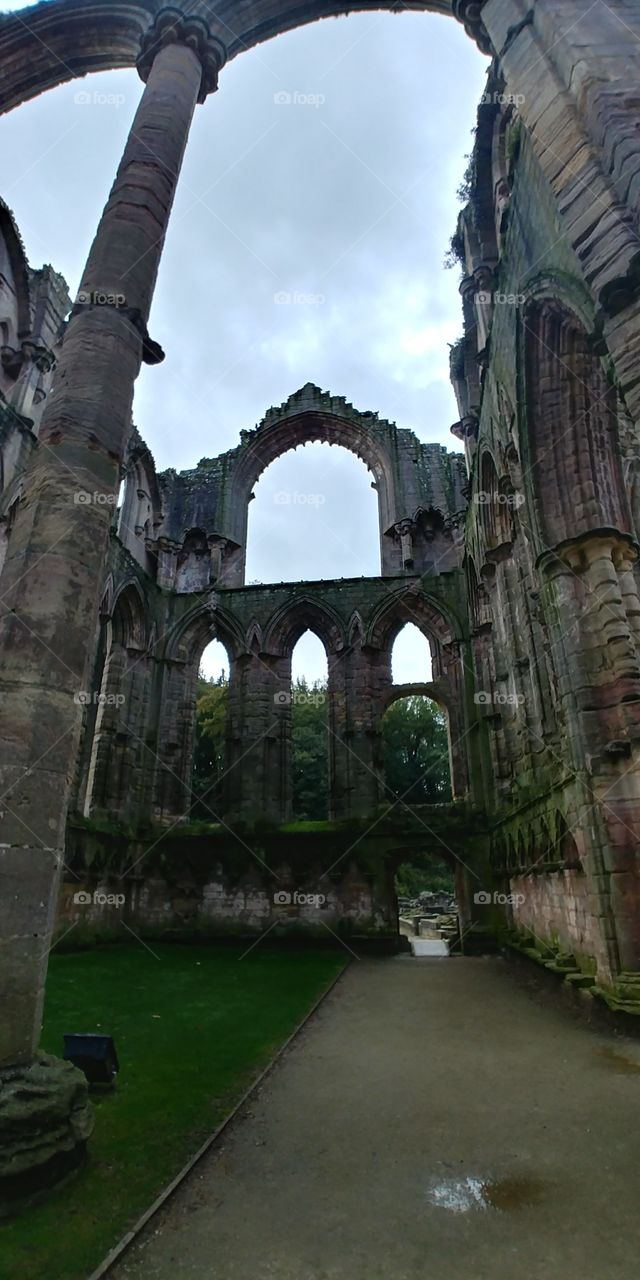 gothic Abbey ruins against sky