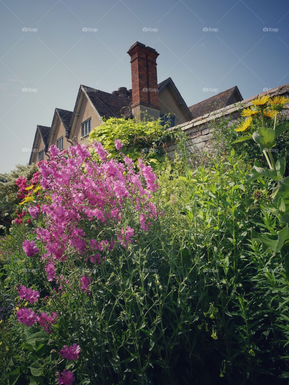 	Formal gardens of Packwood House stately home - Warwickshire, England UK.