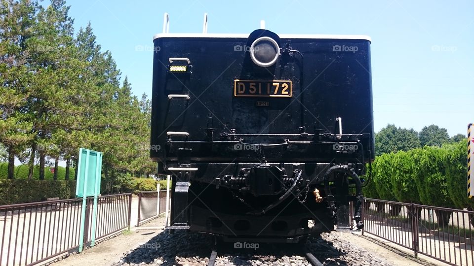 Close-up of train engine