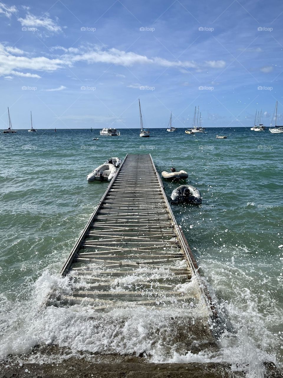 View of a pontoon on the Caribbean Sea