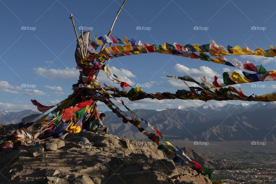 Prayer flags above Leh, Ladakh