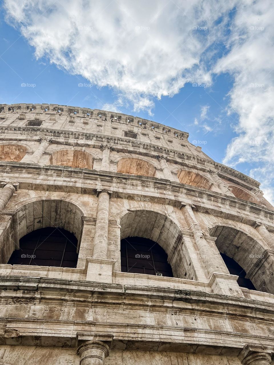 Looking up at the colosseum