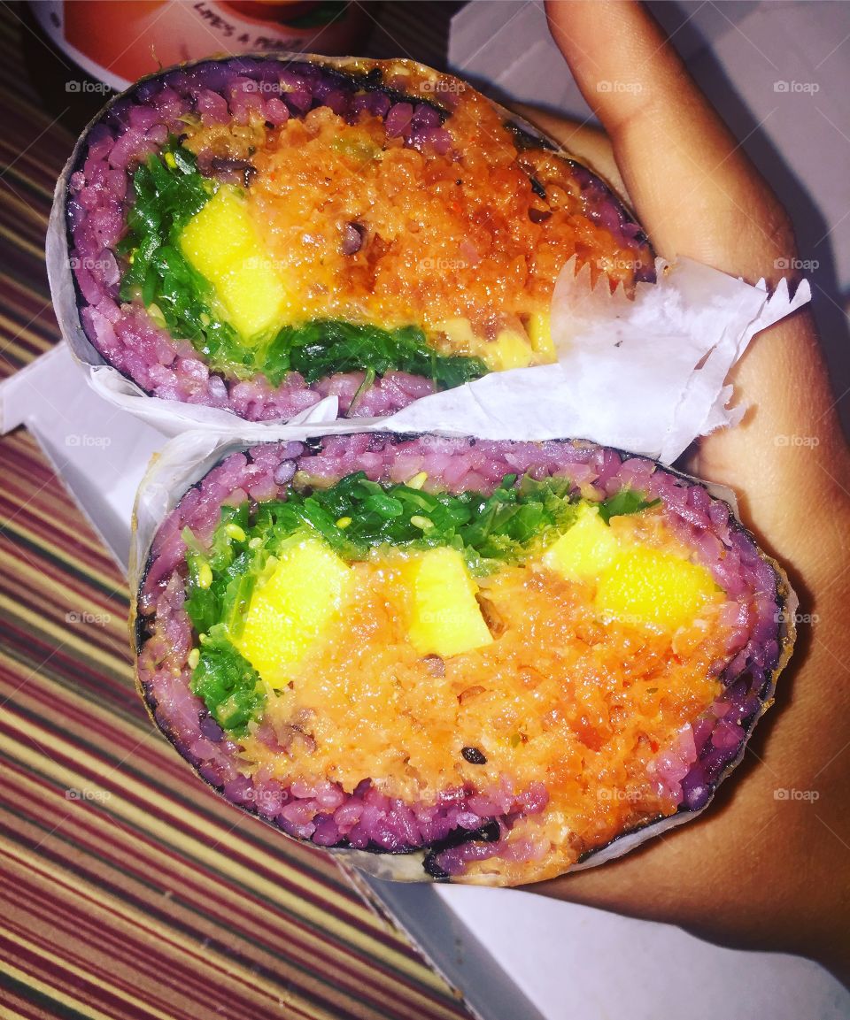 Rainbow sushi burrito