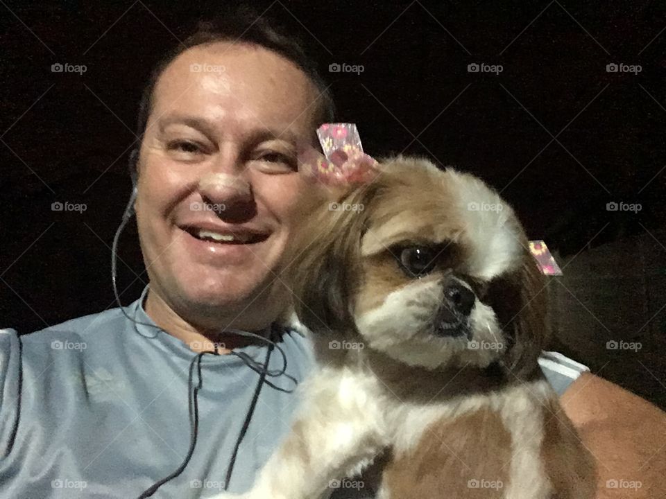 Caminhando na madrugada com a nossa cachorrinha Pepita. 