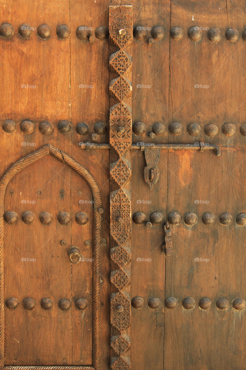 Old entrance door in dubai museum, united Arab Emirates