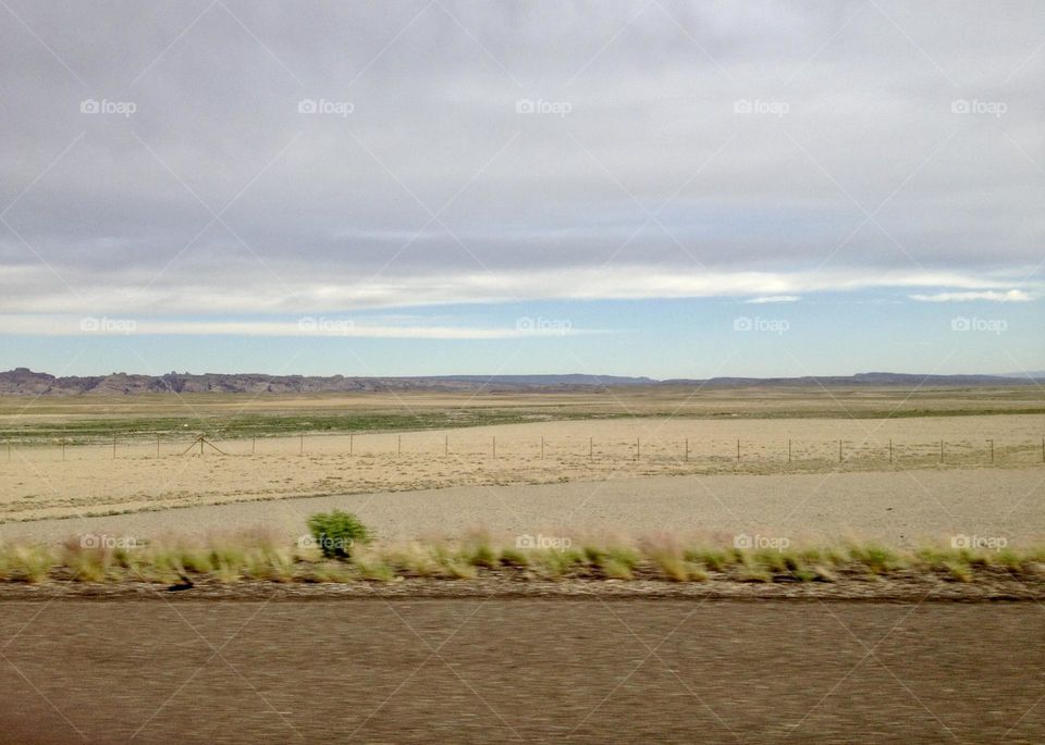 Driving freeway, countryside 