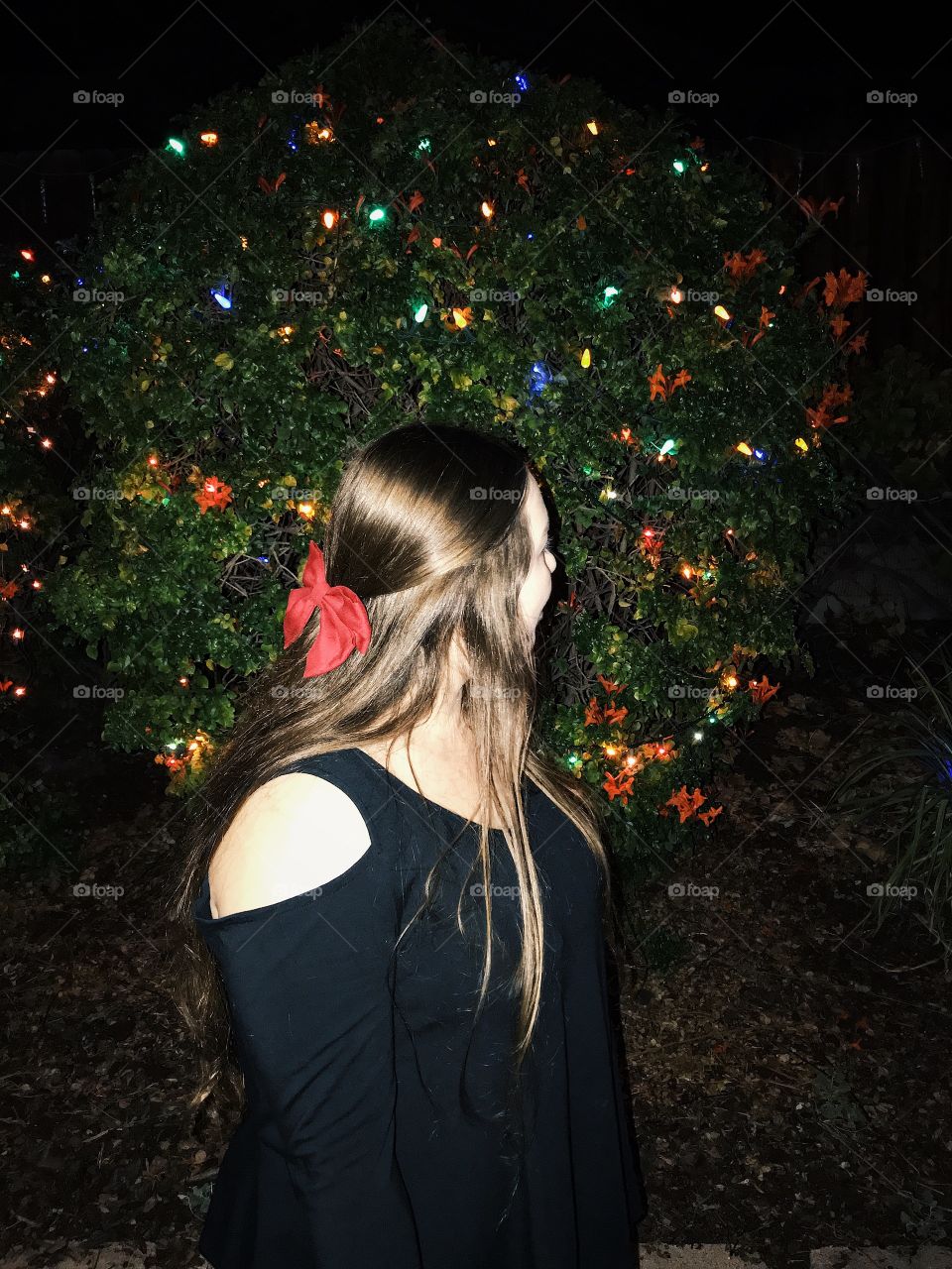 Christmas lights and pretty bows. 