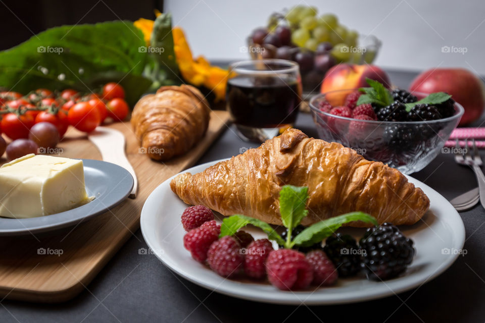 Variety of foods on table