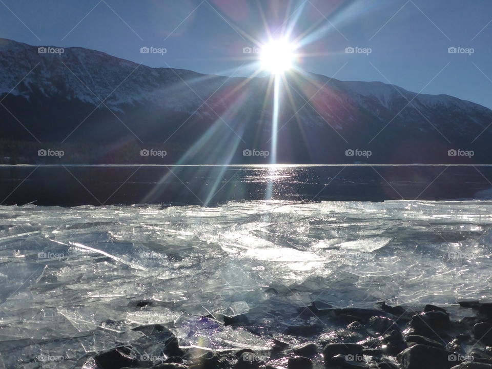 Frozen lake in the afternoon