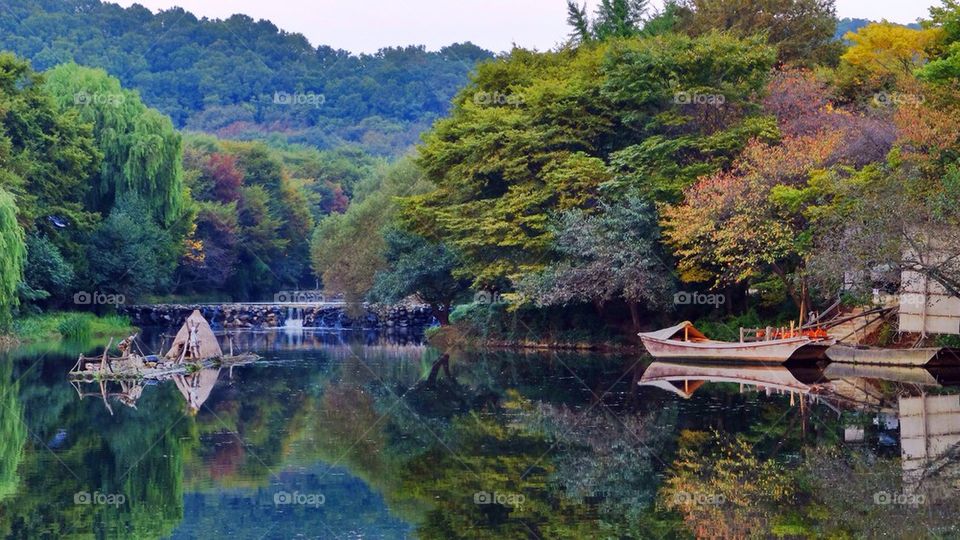 A lake in a historic folk village, Korea