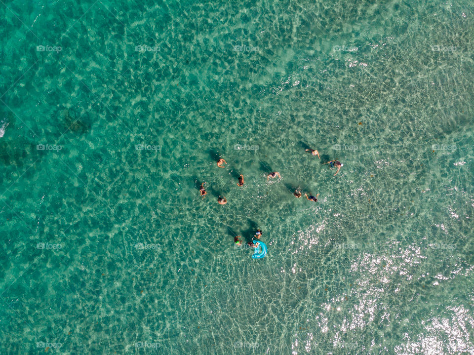 People swimming in the ocean seen from above, Singer Island, West Palm Beach, Florida, USA