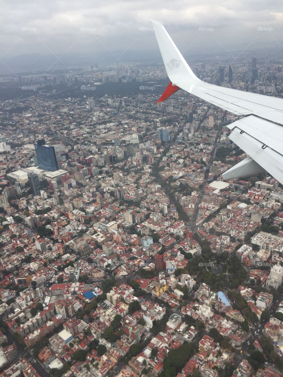 Flying over Mexico City, Mexico