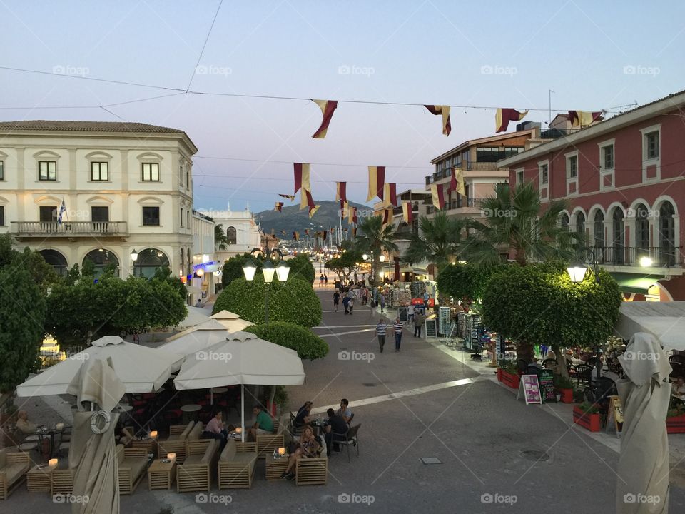 Zakynthos town at dusk 