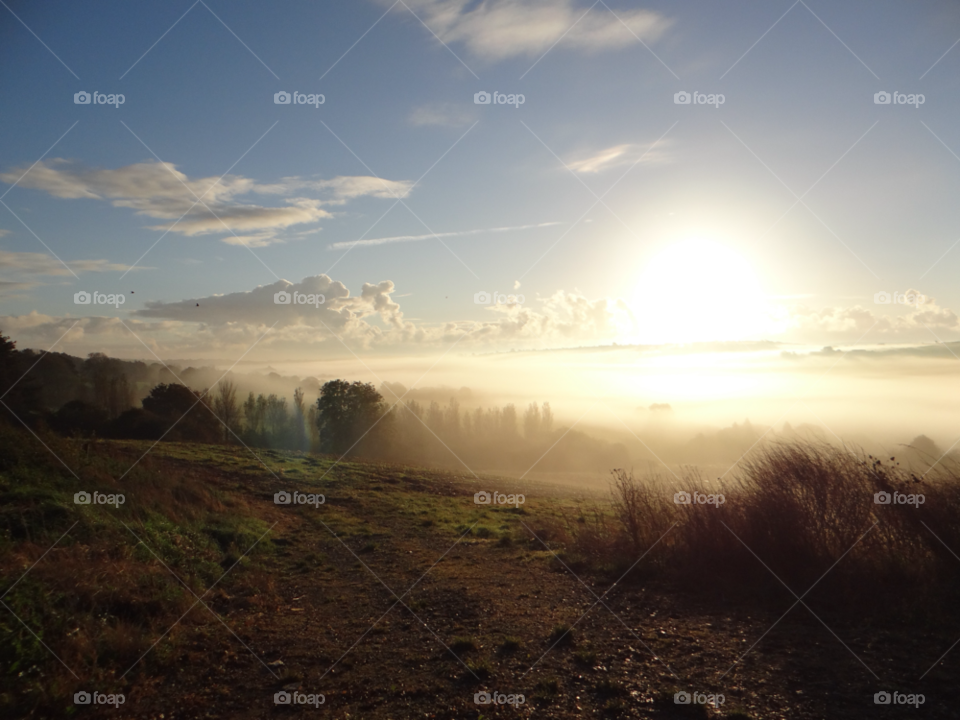 Foggy sunrise in Ireland