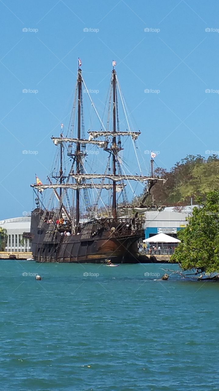 Spanish galleon at Mayaguez dock, in Puerto Rico