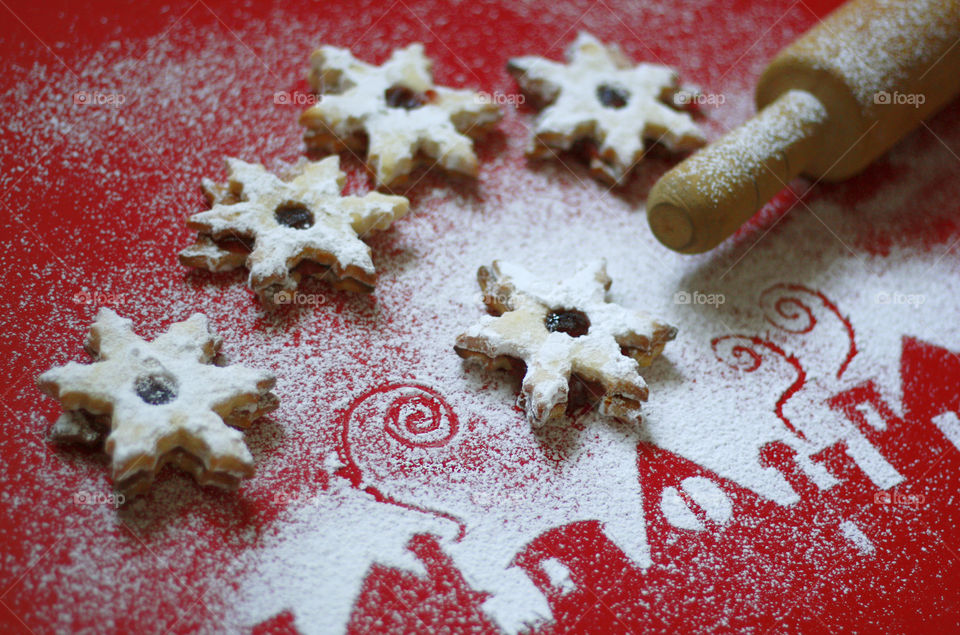 Home made cookies in stars shape, sweet food for holidays