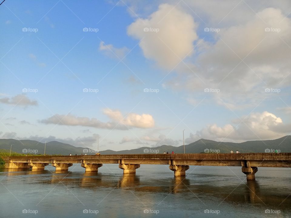 sunset time beautiful view of bridge cloud-sky blue sky