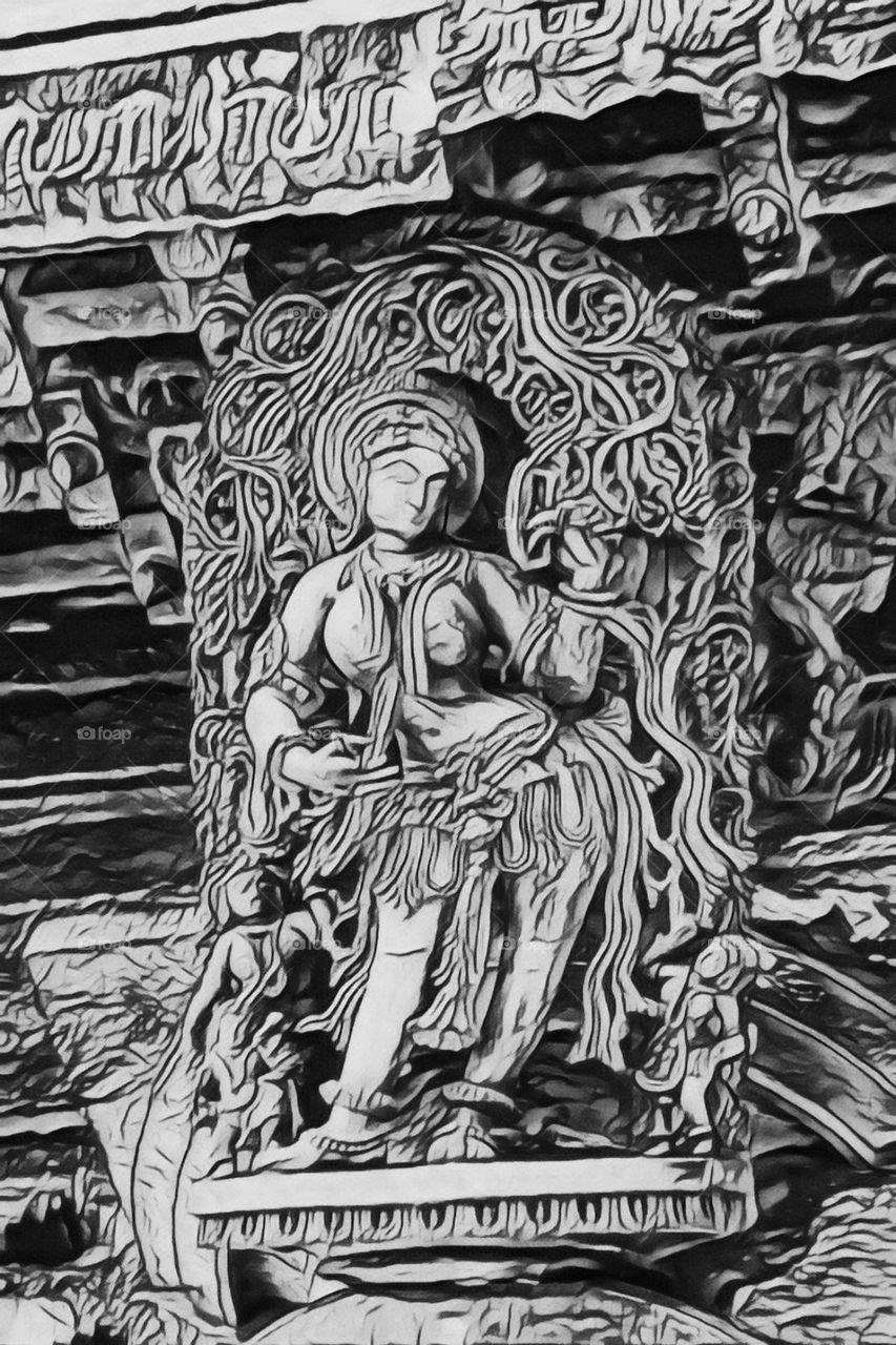 Fine art - Hoysala  - Pencil art style