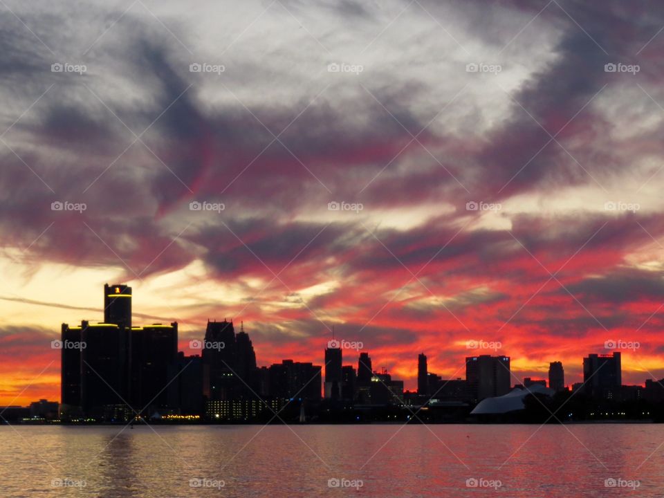 Detroit sunset 20SEP15. Detroit sunset 20SEP15