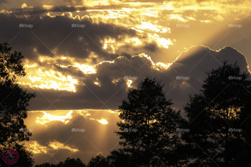 God Rays . God Rays and clouds, at sunset. 