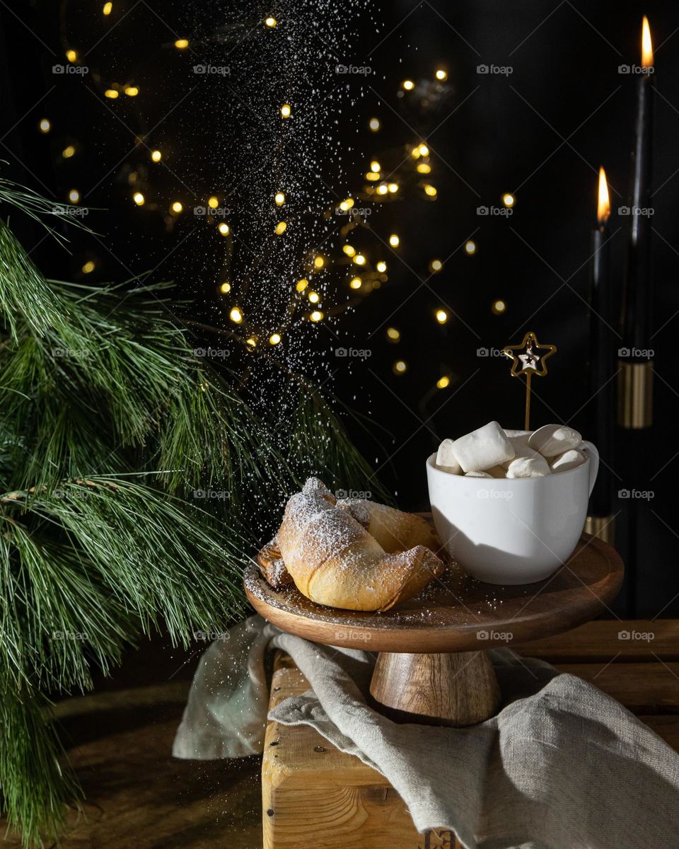 Hot chocolate and croissants 