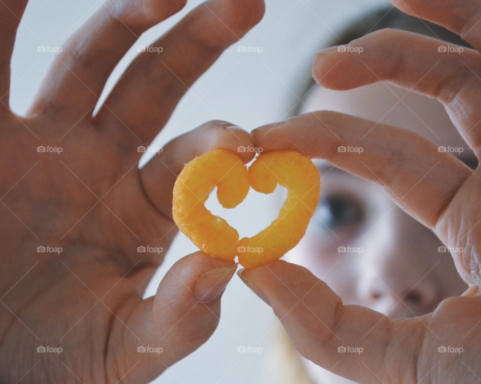 Heart shape with cheese snacks