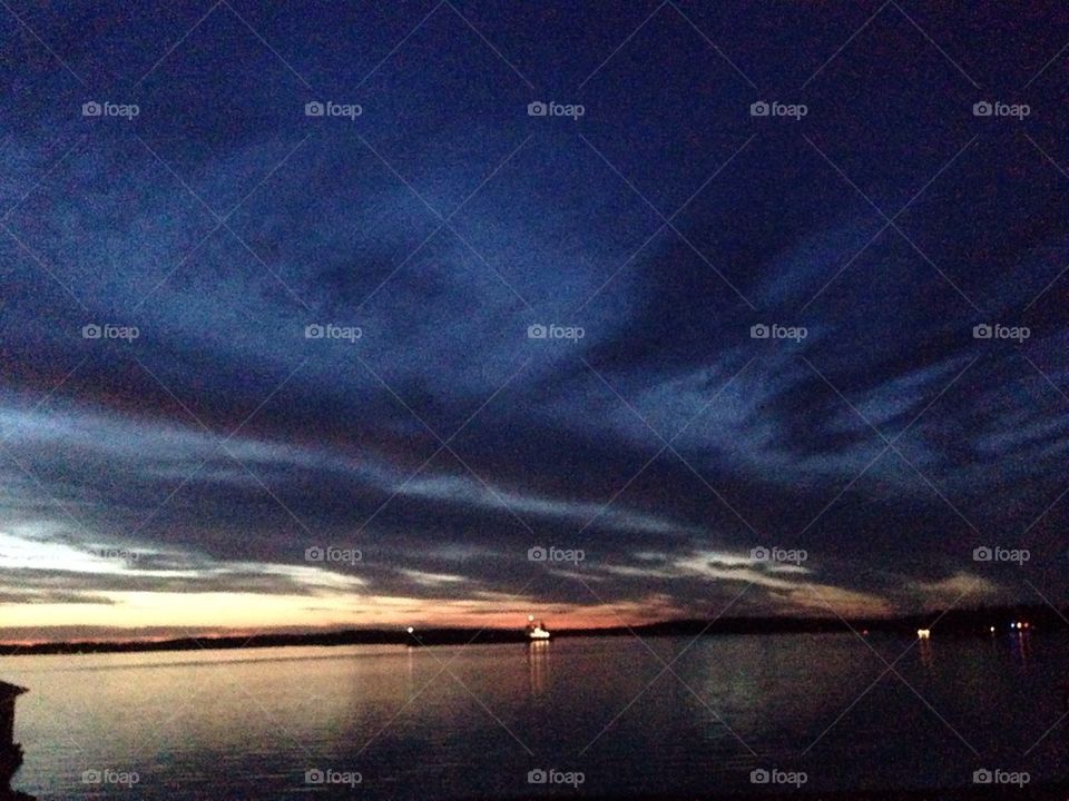 Freighter at dusk