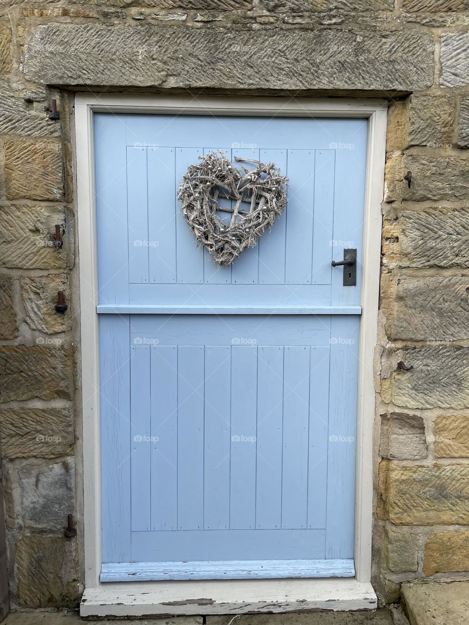 Rectangle mission … country cottage blue door 