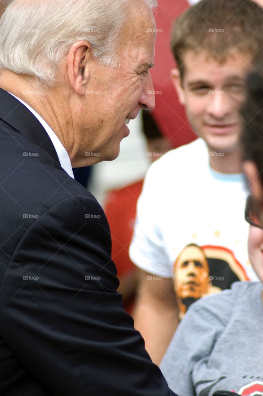 Vice President, Joe Biden, greets supporters at a rally in 2008